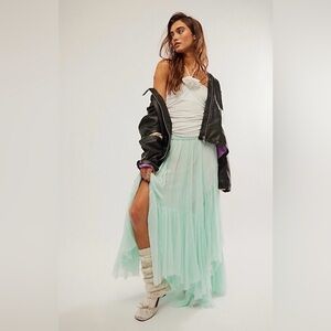 Free People One Clover Maxi Skirt Blue Opal Size Small